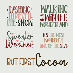 Christmas Quotes Typography Vector Set