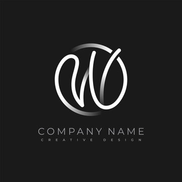 Simple Monogram W Company Logo. Hand drawn cursive initial letter W with round border. Usable sign for luxury business brand and business. Flat vector emblem design template element