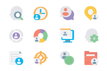 Human resources 3d icons set. Pack flat pictograms of search employee, candidate, time, chat, location, team, analysis statistics, online cv and other. Vector elements for mobile app and web design