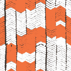 Simple orange white seamless pattern. Hand Drawn Stripes Herringbone Ink Drawn Ethnic abstract Grunge texture for fabric textiles. Vector illustration background for fashionable digital print design 
