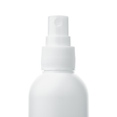 Plastic Clean Three blank bottles With Dispenser Pump on white background	
