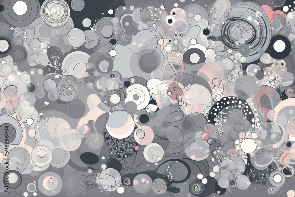 Poster an abstract painting featuring circles and dots. generative ai