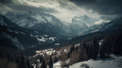 snow covered mountains