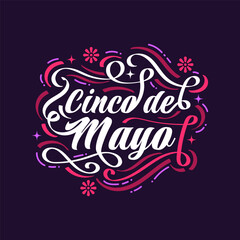 Fototapeta na wymiar Colorful Cinco de Mayo Lettering. Can be Used for Banner, Poster, and Greeting Card