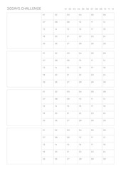 30Day Challenge design template in a modern, simple, and minimalist style. Note, scheduler, diary, calendar, planner document template illustration.
