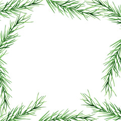 Watercolor frame with fresh rosemary isolated on background. Detail of beauty products and botany set, cosmetology and medicine. For designers, spa decoration, postcards, wrapping paper, scrapbooking
