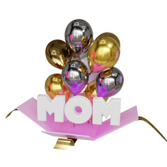 happy mother day 3d render balloone box