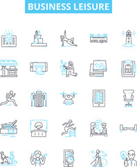 Business leisure vector line icons set. Travel, Shopping, Dining, Sightseeing, Entertainment, Recreation, Vacation illustration outline concept symbols and signs