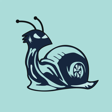 turbo snail cartoon illustration for any purpose with background