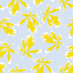 Fototapeta na wymiar seamless mixed yellow abstract hand drawn flower pattern background