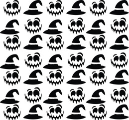 ghost face and witches hat vector background pattern, great for web and print projects