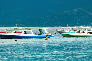 Fototapeta premium Scuba divers boat above the ocean on Gilli Trawangan Island, Bali, Indonesia, Asia