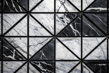 black and white marble wall with an intricate geometric pattern. Generative AI