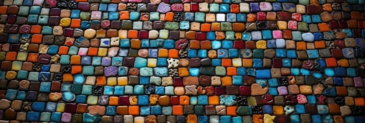 A Mosaic Of Small, Colorful Tiles Background. Generative AI