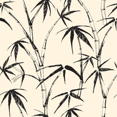 Sketched Bamboo. Decorative seamless pattern. Repeating background. Tileable wallpaper print.