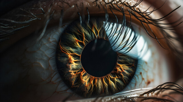 Close-up of Human Eye with Focused Pupil.