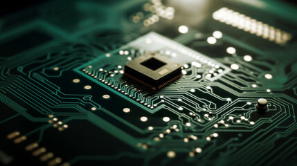 Fototapeta premium a close up of a computer chip on a printed circuit board