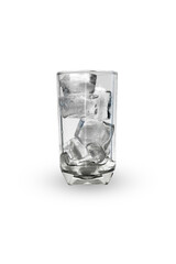 Several ice cubes in a clear glass.