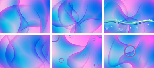 set of Creative geometric wallpaper Trendy gradient shapes composition