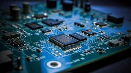 a close - up of a computer chip on a circuit board. Generative Ai