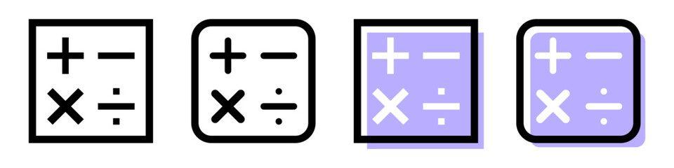 Modern calculator icons set for mobile apps and design. Finances conceps. Vector isolated on white background.