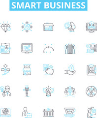 Smart business vector line icons set. Intelligent, Ninety-Seven, Profitable, Innovative, Automated, Organized, Digital illustration outline concept symbols and signs