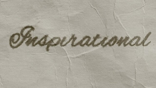 Script font graphic with ink bleeding into paper and on green screen, writing the text "Inspirational", in 4k at 60fps.