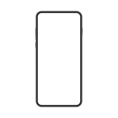 Smartphone mockup. Mobile phone template with blank screen. Cell phone device isolated on white or transparent background.