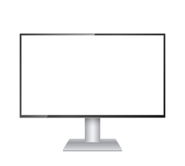 Computer monitor mockup. Pc template with blank screen. Desktop isolated on white or transparent background.