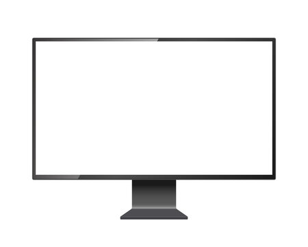 Computer monitor mockup. Pc template with blank screen. Desktop isolated on white or transparent background.