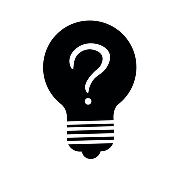 Light bulb icon with question mark. Silhouette of a light bulb with a question mark