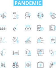 Pandemic vector line icons set. Coronavirus, Outbreak, Illness, Infectious, Epidemic, Contagion, Spread illustration outline concept symbols and signs