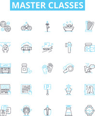 Master Classes vector line icons set. Masters, Classes, Learning, Instruction, Education, Course, Program illustration outline concept symbols and signs