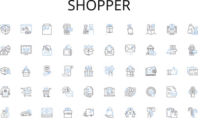 Shopper line icons collection. Sharing, Bartering, Borrowing, Renting, Swapping, Trading, Co-creation vector and linear illustration. Co-owning,Co-housing,Crowdfunding outline signs set