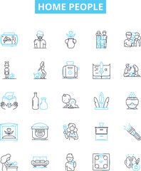 Home people vector line icons set. Homeowners, Dwellers, Residents, Housers, Occupiers, Inhabitants, Occupants illustration outline concept symbols and signs