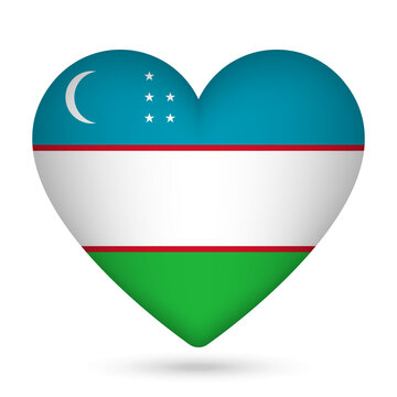 recommend clip art: Uzbekistan flag in heart shape. Vector illustration.
