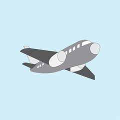 Black and white color Airplane vector icon design, Flying Airplane cartoon hand drawn illustrations isolated