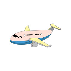  Flying airplane vector icon illustrations. colorful airplane landing mood isolated on white background.