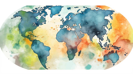 Vector colorful drawing of the map of the planet earth view from space. Earth Day.