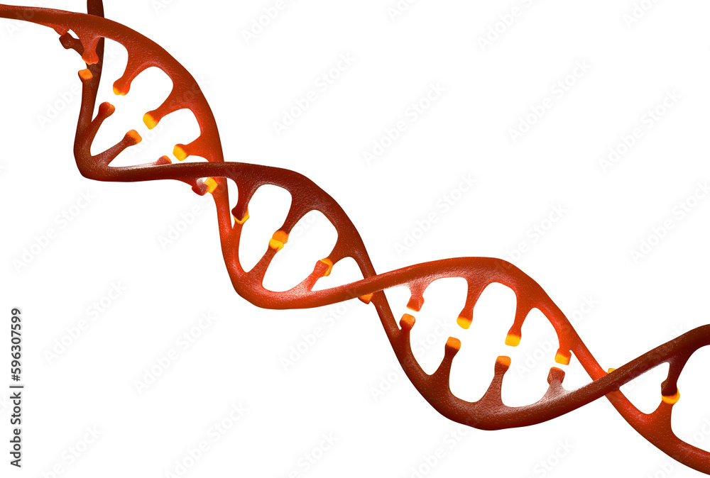 Poster dna helix 3d illustration. science, education, research. human genome, genetic engineering