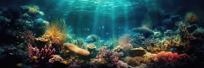 An Image Of A Vivid, Abstract Underwater World Background. Generative AI