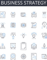 Business strategy line icons collection. Marketing plan, Accounting principles, Project management, Entrepreneurial vision, Sales tactics, Financial management, Operational planning vector and linear