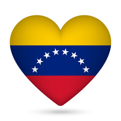 Venezuela flag in heart shape. Vector illustration.