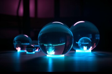 translucent glowing orbs. Generative AI