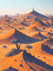 Naklejka na ściany i meble Dunes in the desrt. AI generated illustration