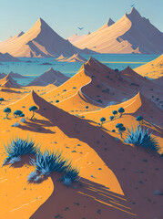 Dunes in the desrt. AI generated illustration