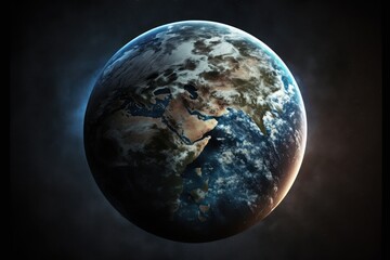 Earth planet globe in space. Continents and oceans. Generative AI