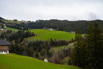 landscape in the mountains, Ortesei, Italian Alpine Village