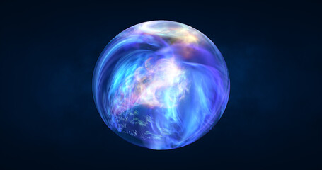 Obraz na płótnie Canvas Abstract ball sphere planet iridescent energy transparent glass magic with energy waves in the core abstract background