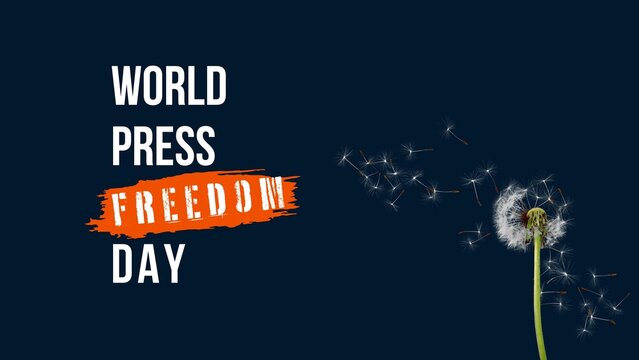 3 May 2023. World Press Freedom Day. Banner with blue background and bold text. Poster Design for social media, web  blog. Creative and unique.